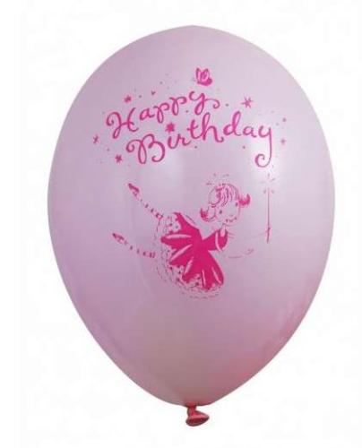 6 rosa Partyballons mit Feenmotiv